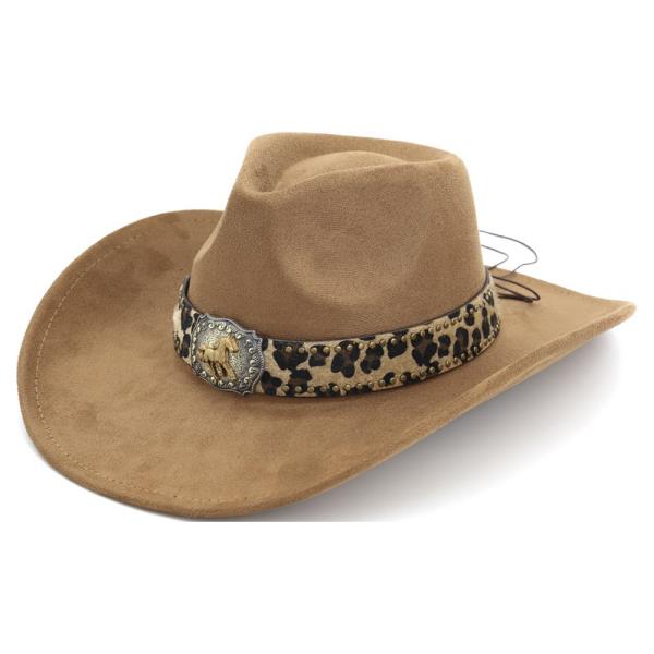 LEOPARD ACCENT GOLDEN HORSE COWBOY HAT