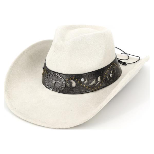COWBOY HAT WITH WESTERN BULL SKULL
