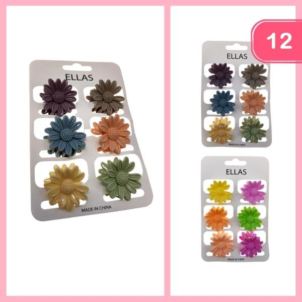 Mini Flower Hair Claw Clips (12 Units)