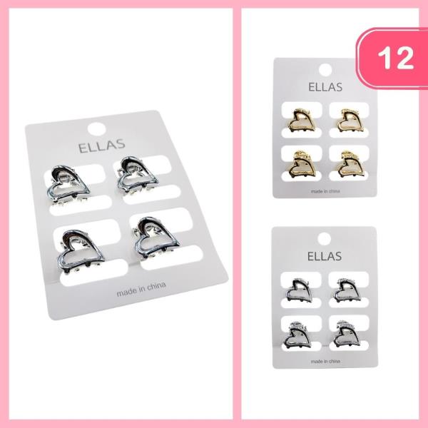 Mini Heart Hair Claw Clips (12 Units)