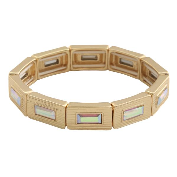 RECTANGULAR GEM METAL STRETCH BRACELET