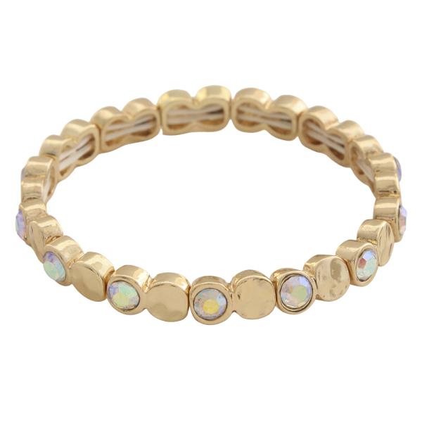 ROUND CRYSTAL METAL STRETCH BRACELET