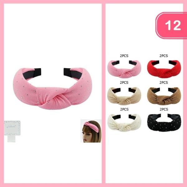 Chunky Knotted Rhinestone Headband (12 Units)
