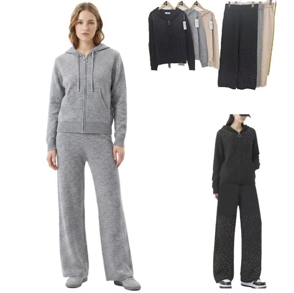 KNIT HOODIE PANT SET