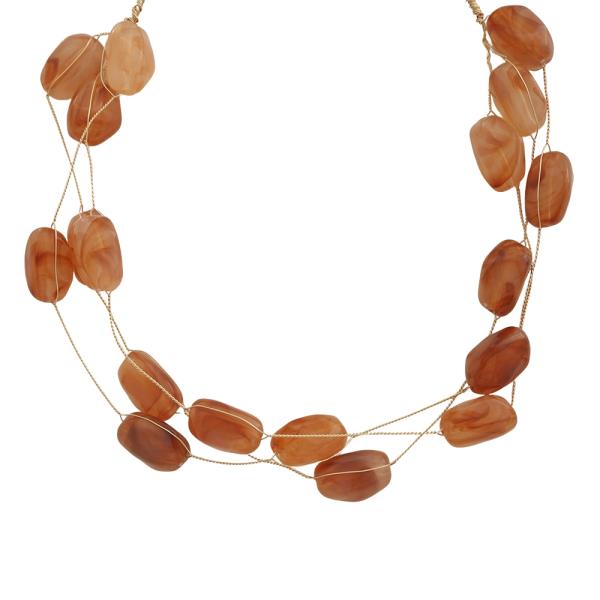 MULTI STRAND GEM BEAD CHAIN WIRE NECKLACE