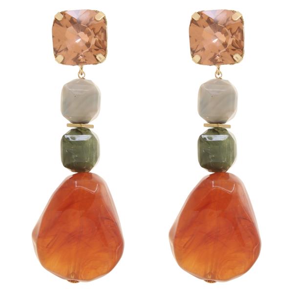 MULTI COLOR CRYSTAL STONE DESIGN DROP EARRING