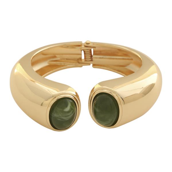CHUNKY RESIN ACCENT HINGED CUFF BRACELET