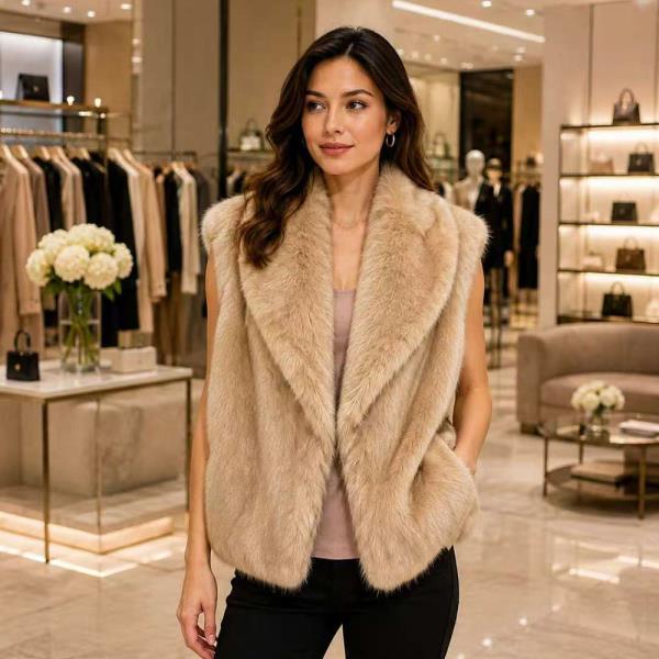 FAUX FUR SHAWL COLLAR VEST