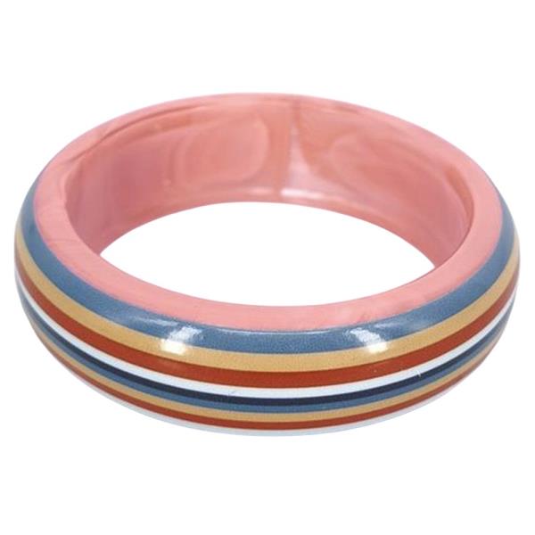 STRIPED WIDE BANGLE BRACELET
