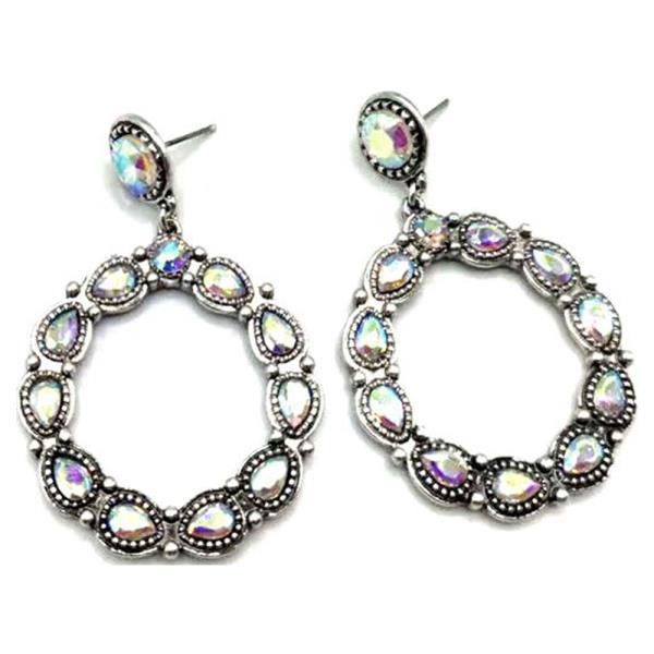 Western Crystal Stone Circle Dangle Earring