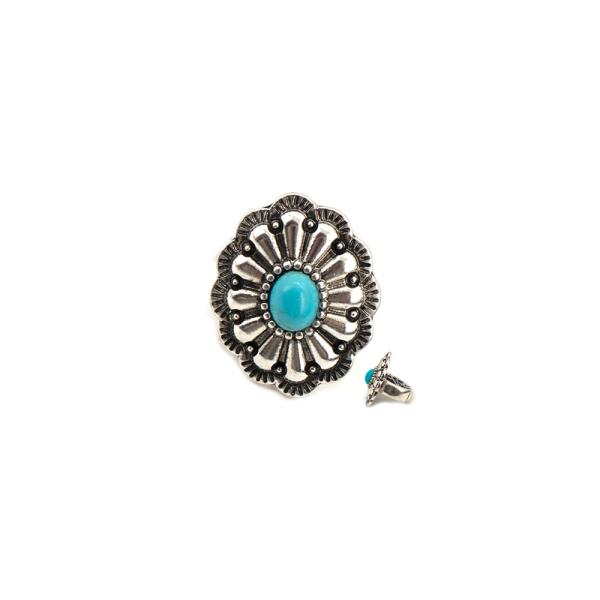 CABOCHON STONE WESTERN FLORAL STATEMENT RING