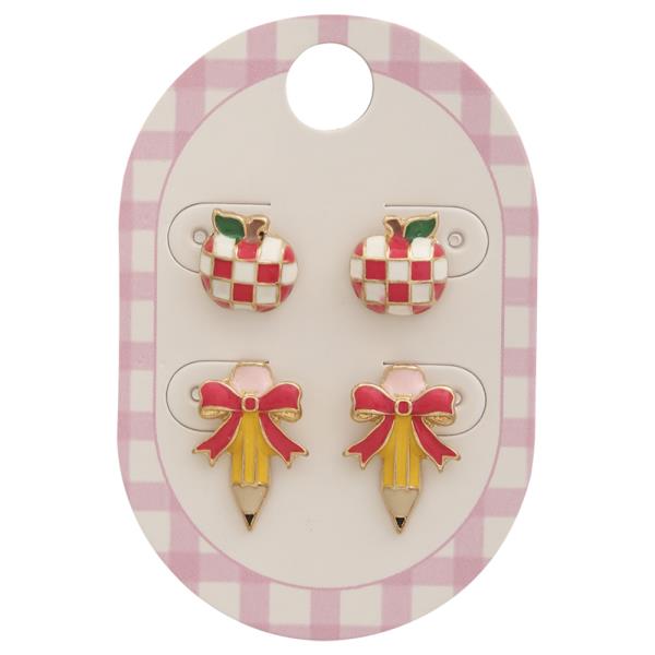 RHINESTONE ENAMEL GIFT BOX ORNAMENT POST EARRING