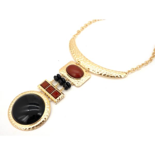 CABOCHON STONE ORGANIC COLLAR PENDANT NECKLACE