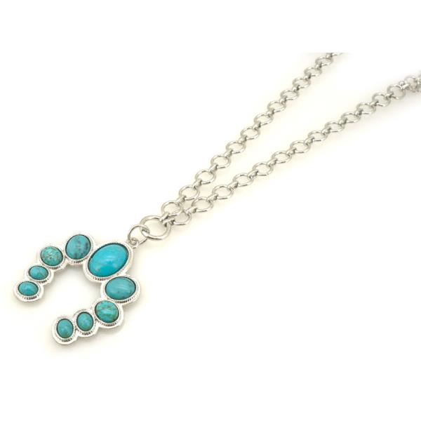 CABOCHON STONE HORSESHOE PENDANT CHAIN NECKLACE