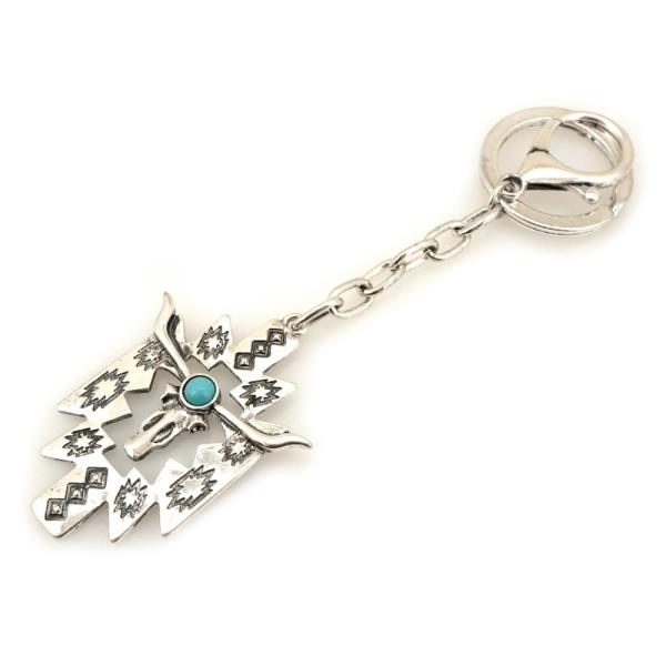 Western Steer Head Cross Keychain