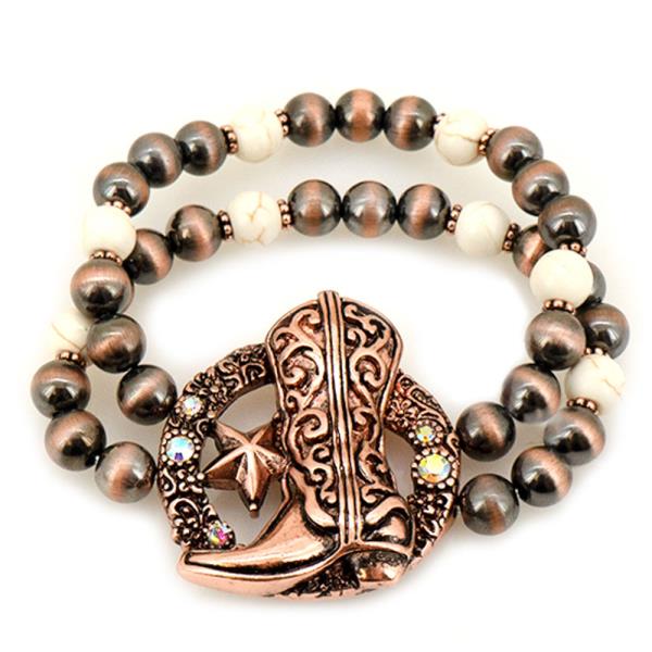 Boot Star Double Strand Beaded Stretch Bracelet