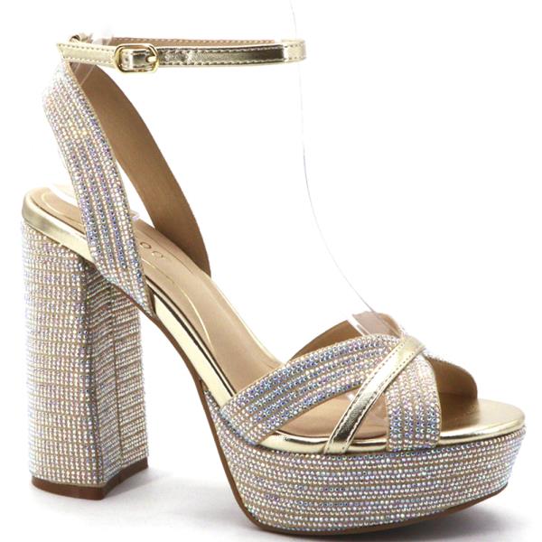 CHEVRON RHINESTONE STRAPS PLATFORM