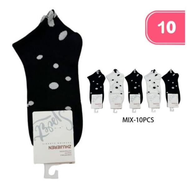 Polka Dot Ankle Socks (10 Units)