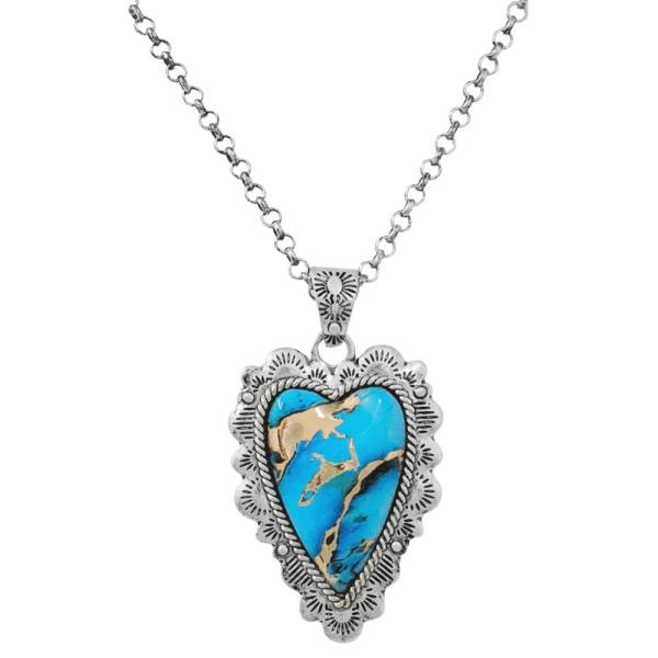 Western Heart Print Pendant Necklace