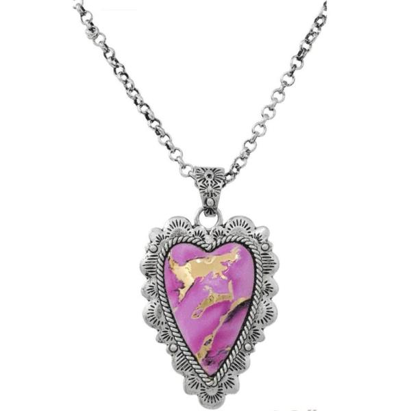 WESTER HEART PRINT PENDANT NECKLACE
