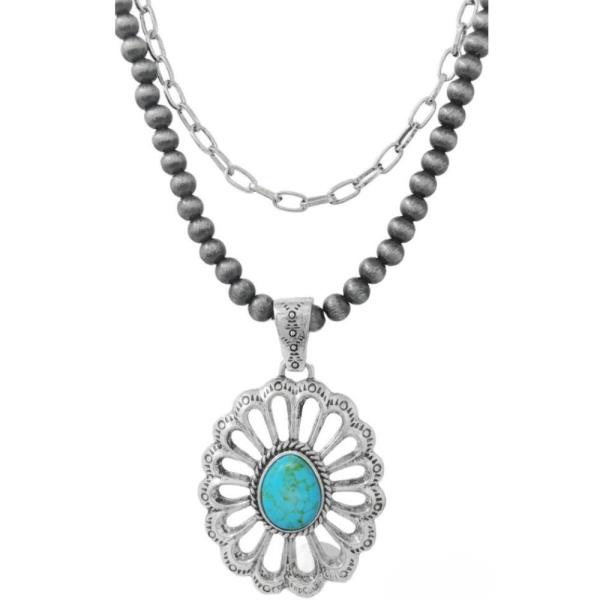 LAYERED WESTERN CONCHO PENDANT NECKLACE