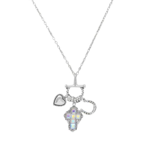 WESTESRN SEMI STONE HEART CROSS HORSESHOE PENDANT NECKLACE