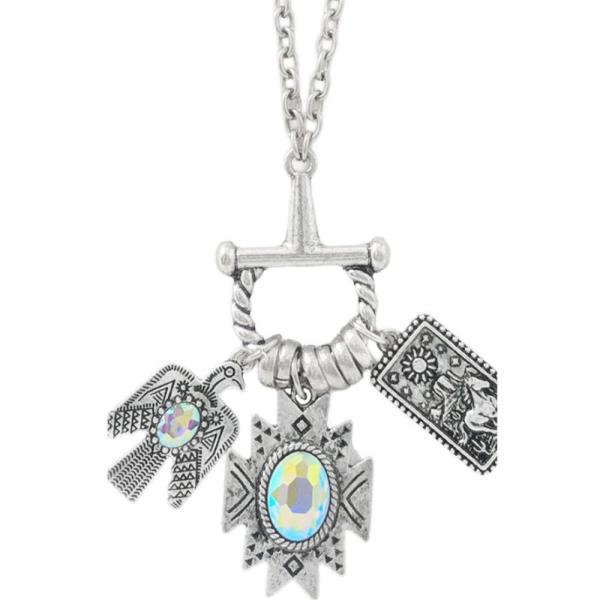 WESTERN GLASS STONE CHARM NECKLACE