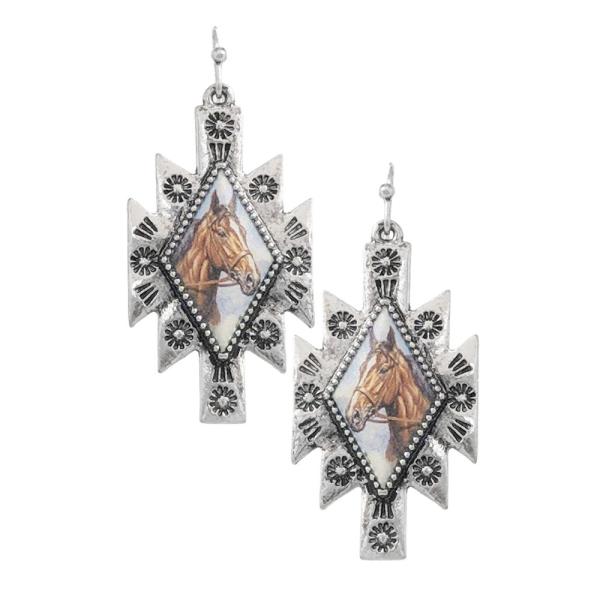 Western Aztec Horse Earring