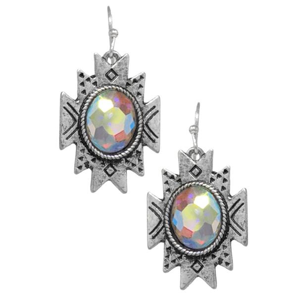 Western Semi Stone Aztec Dangle Earring
