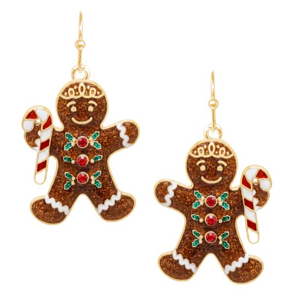 CHRISTMAS GINGERBREAD DANGLE EARRING