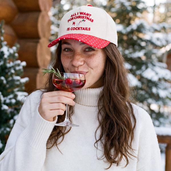 CC ALL I WANT FOR CHRISTMAS IS COCKTAIL TRUCKER HAT