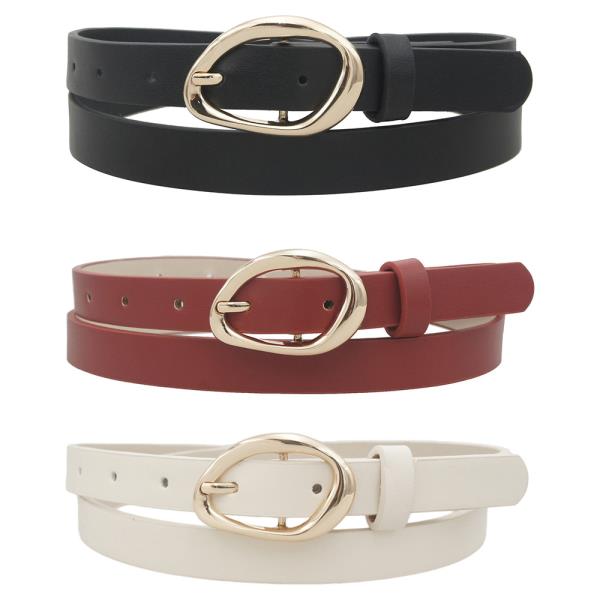 MULTI SIZE OVAL BUCKLE TRIO BELT