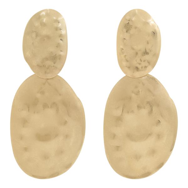 DOUBLE HAMMERED STATEMENT DROP EARRING