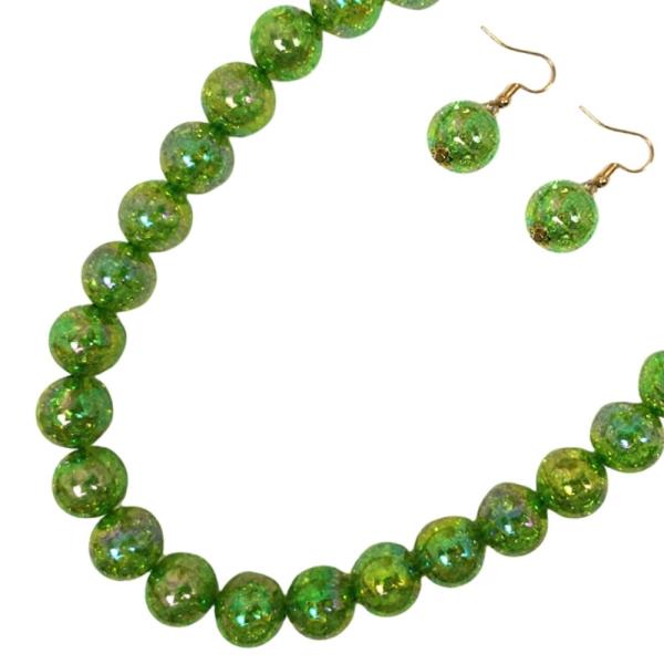 Gumball Glitter Color Necklace Earring Set