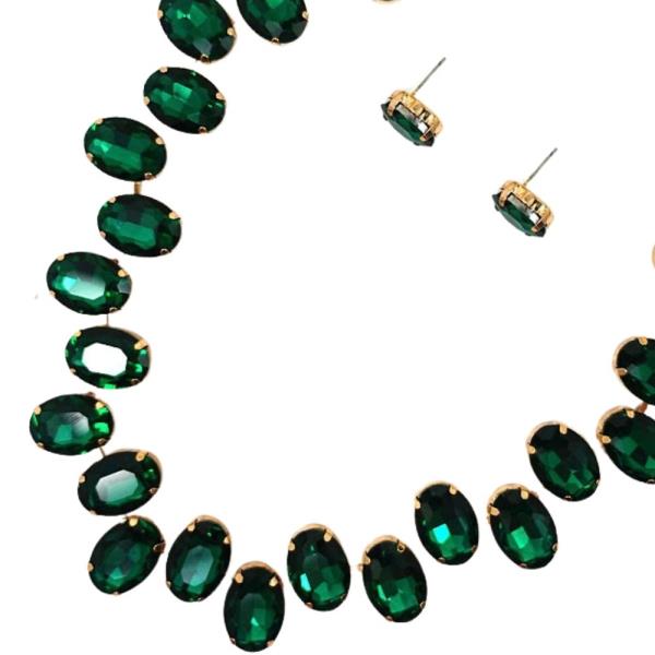 Crystal Oval Necklace Earring Set
