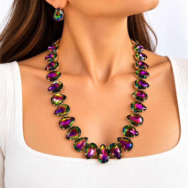 Statement Crystal Necklace Earring Set