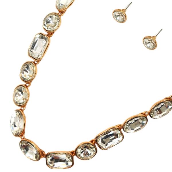 RHINESTONE NECKLACE EARRING SET