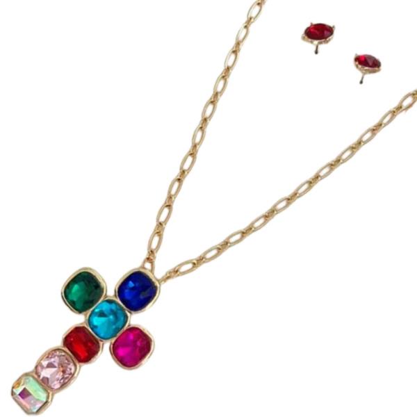 CROSS PENDANT NECKLACE EARRING SET