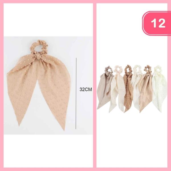 Swiss Dot Long Tail Hair Scrunchies (12 Units)