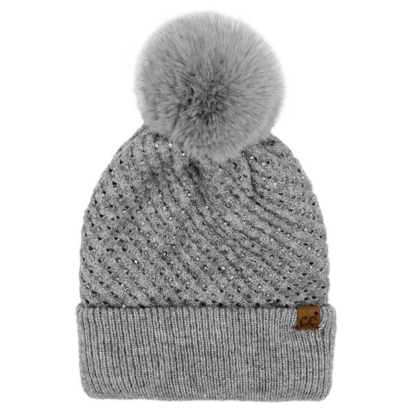 CC ALLOVER RHINESTONE POM BEANIE