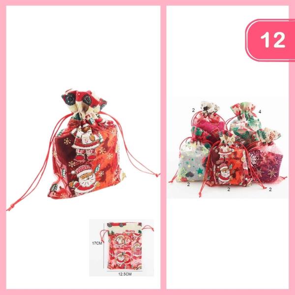CHRISTMAS ORGANZA GIFT BAG (12 UNITS)