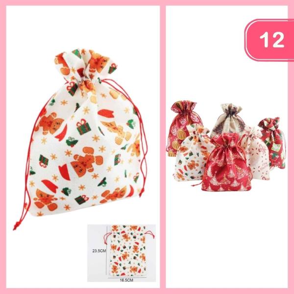 CHRISTMAS DRAWSTRING GIFT BAG (12 UNITS)
