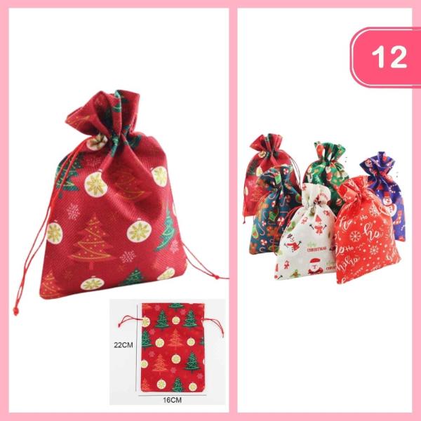 CHRISTMAS DRAWSTRING GIFT BAG (12 UNITS)