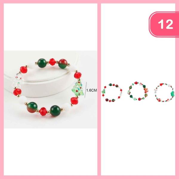 CHRISTMAS BEADED CHARM BRACELET (12 UNITS)