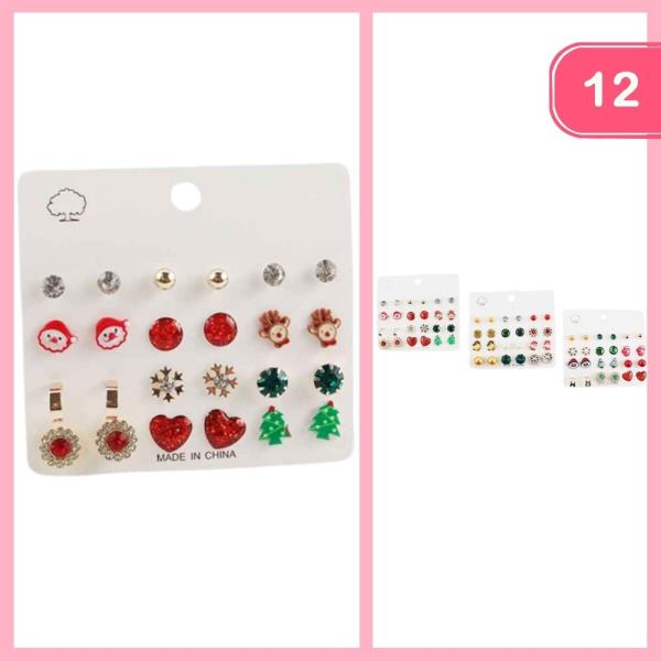 MIXED CHRISTMAS POST EARRINGS (12 UNITS)