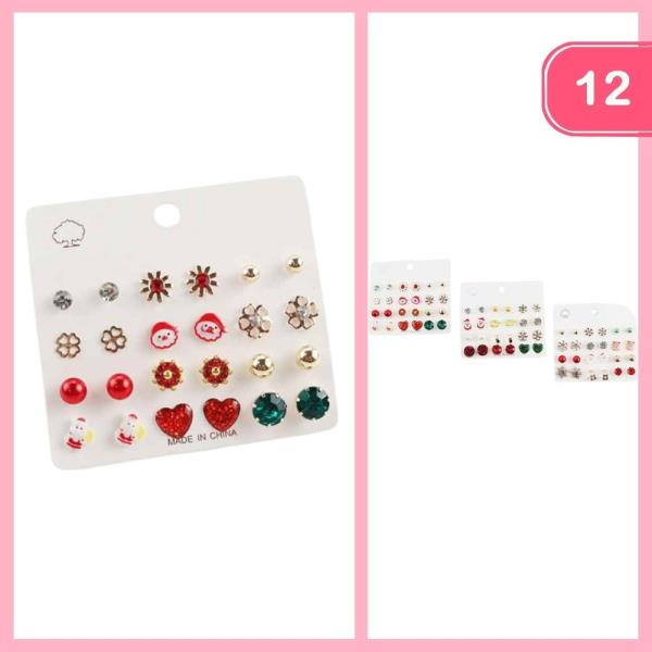 MIXED CHRISTMAS POST EARRINGS (12 UNITS)