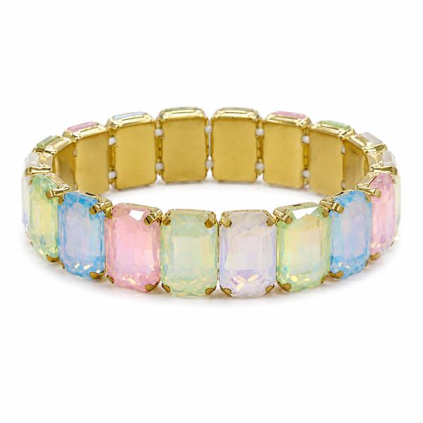 EMERALD CUT CRYSTAL STONE STRETCH BRACELET
