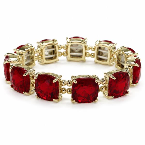 CUSHION CRYSTAL STONE DOUBLE ROW STRETCH BRACELET