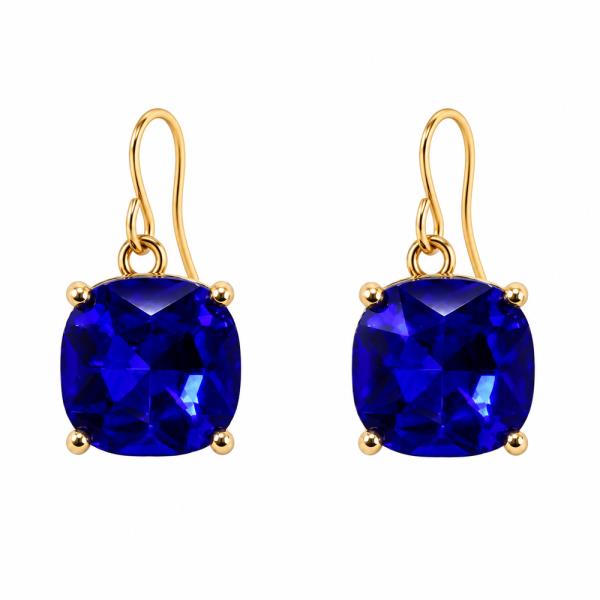 CUSHION CRYSTAL STONE FRENCH WIRE DANGLE EARRING