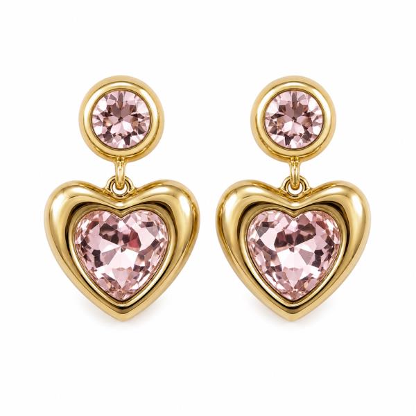HEART CRYSTAL STONE DANGLE EARRING